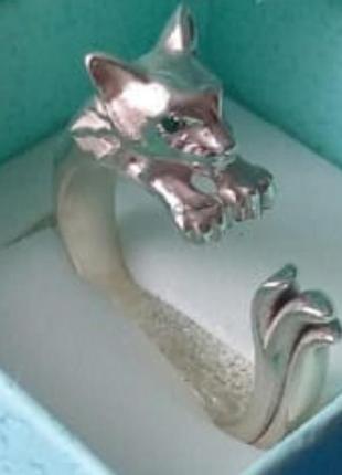 Кольцо женское серебряное кошечка 213710-клц