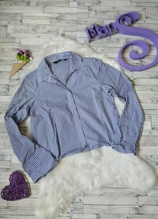 Рубашка блуза zara женская короткая в полоску размер 46 м