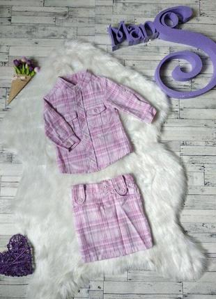 Детский костюм foxy для девочки розовый в клетку рубашка и юбк...