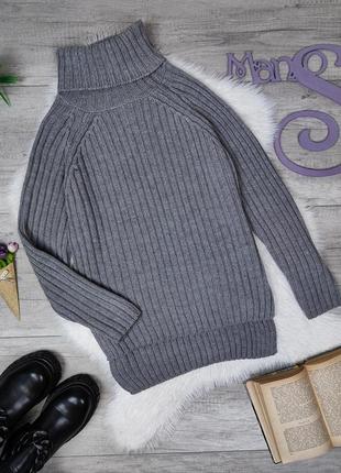 Женский удлиненный свитер gina tricot серый акрил размер s