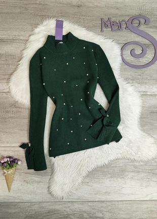 Жіночий светр olko зелений з намистинами розмір 44-46 s-м