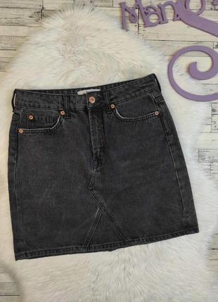 Женская джинсовая юбка new look тёмно-серого цвета размер 46 м
