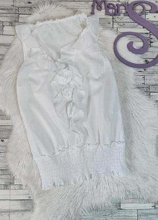 Женская белая летняя блуза с резинкой на поясе размер 46 м