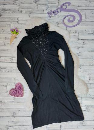 Платье черное modu со стразами трикотажное размер 44 s