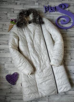 Пуховик di bloom пальто куртка жіноча біла з опушкою розмір 46(м)