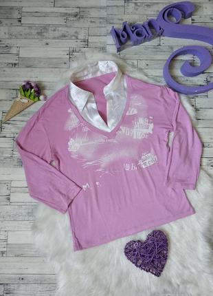 Рубашка обманка женская розовая с белым размер 44 (s)