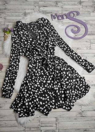 Жіноча сукня influence чорно-біла з рюшами з поясом 46 розмір