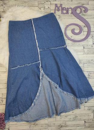 Женская джинсовая длинная юбка zara синяя с разрезом размер s 44