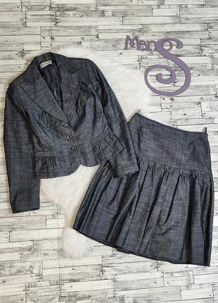 Женский костюм pretty one серый пиджак и юбка размер 44 s