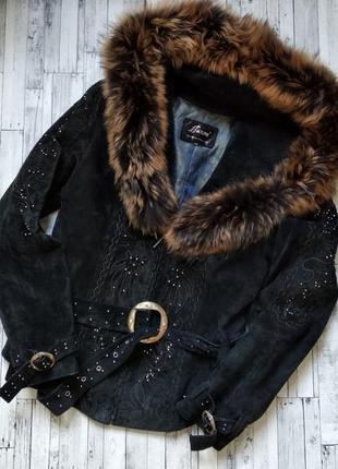 Женская теплая куртка shatuni натуральная черная с капюшоном 4...
