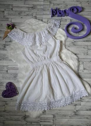 Сукня жіноча біла з воланами і мереживом розмір 48 l