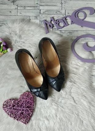 Туфли женские черные натуральная кожа на каблуке размер 39