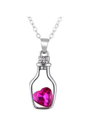 Креативное ожерелье цепочка бутылка с сердцем внутри