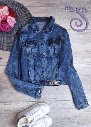 Женский джинсовый пиджак синий размер l