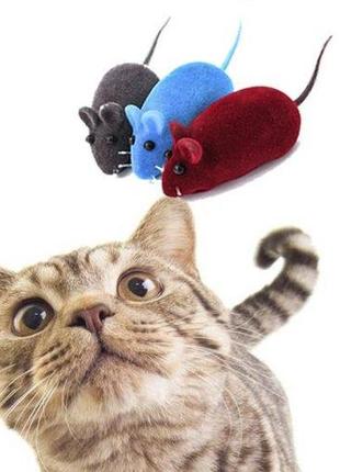 Набор игрушек для кошек "мышка" велюровая с пищалкой 6 см сера...