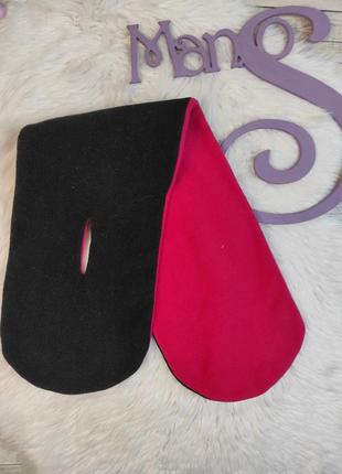 Женский шарф с отверстием двойной флис черный розовый размер 8...