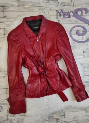 Женская кожаная куртка franco di marco красного цвета натураль...