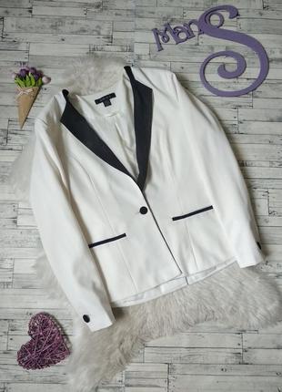 Пиджак женский белый amisu с черными вставками размер 48 (l)
