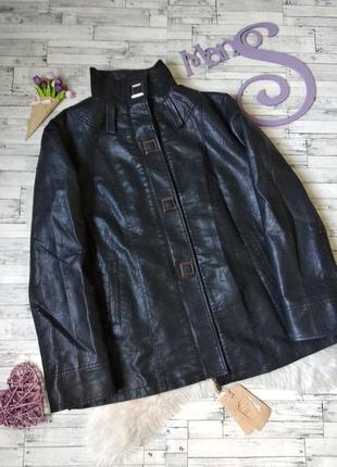 Женская куртка mzxeyz черного цвета кожаная 58 размера 4xl 5xl