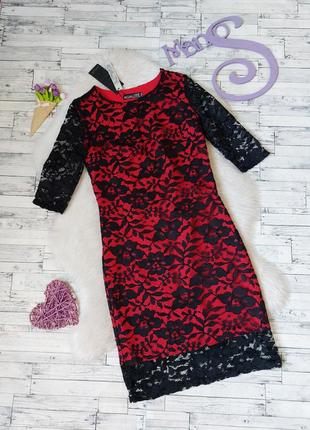 Платье красное magic с черным гипюром размер 44 s