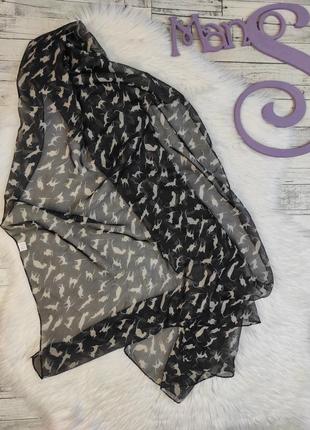 Женский шарф черный с котами размер 47х157 см