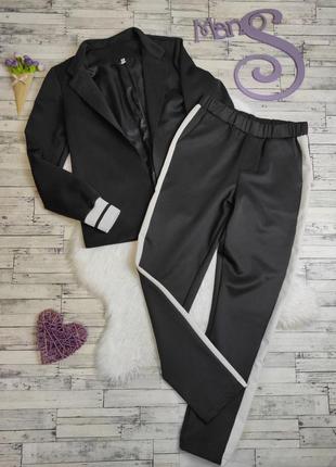 Женский костюм tlovka комплект пиджак и брюки черный с белыми ...