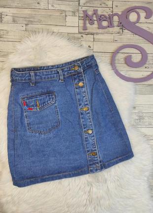 Женская джинсовая юбка hong zhu zi синяя на пуговицах размер s 44