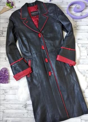 Женский кожаный плащ firenze френч чёрного цвета размер 44 s