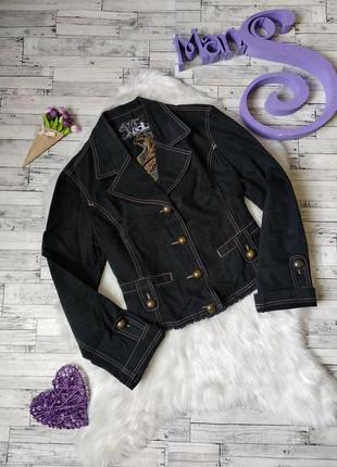 Джинсовый пиджак adl женский черный с вышивкой размер s 42-44