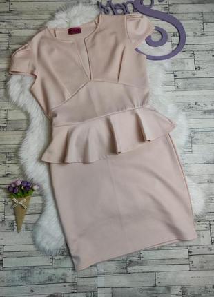 Женское платье dolls paris нежно-розовое с баской размер 48 l