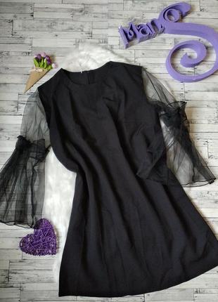 Платье женское черное с рукавами из фатина сетка размер 50-52 ...