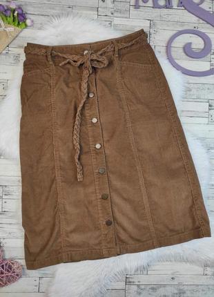Женская вельветовая юбка monsoon коричневого цвета с пуговицам...