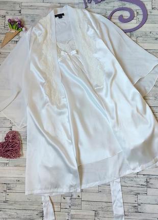 Комплект халат с ночнушкой jones new york белый атлас размер 44 s