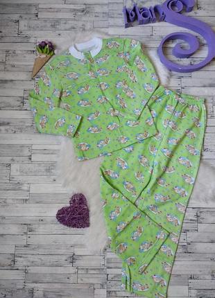 Детская пижама теплая с начесом салатового цвета на рост 122 см