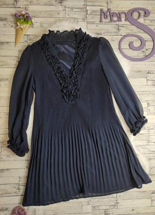 Жіноча сукня snidel темно-синя пліссе з рюшами розмір м 46