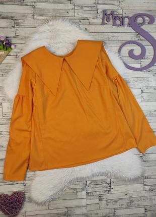 Женская блуза оранжевого цвета с большим отложным воротником р...