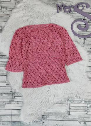Женская вязаная блуза розовая рукав три четверти размер 42 xs