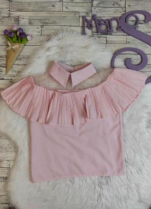 Детская блуза для девочки цвета пудра с рюшами размер 128