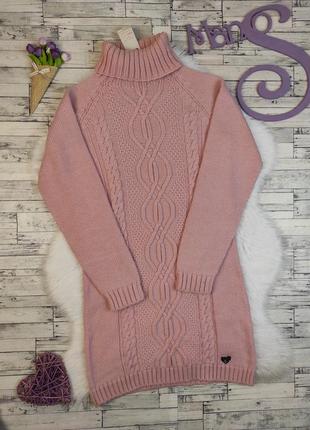 Детское платье zara для девочки теплое розовое вязаное размер 146