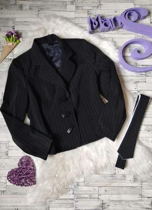 Піджак жіночий чорний в смужку з краваткою розмір 44 (s)
