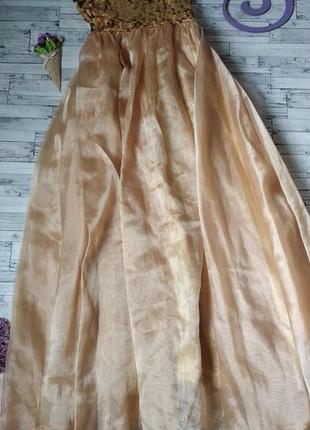 Женское вечернее платье золотистое с пайетками размер 44 s
