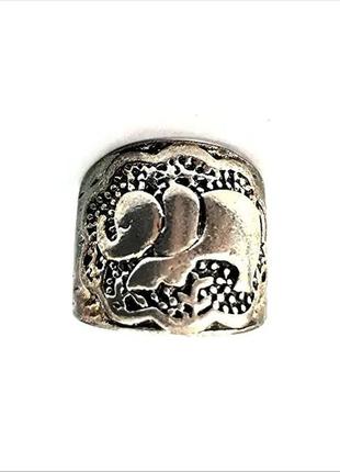 Кольцо серебристого цвета слон 20 размера
