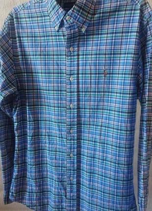Брендовая мужская плотная рубашка в клетку polo ralph lauren