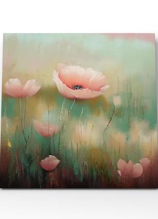 Интерьерная картина с розовыми полевыми цветами