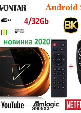 VONTAR X3, 4/32, тв бокс box, UGOOS прошивка android TV Андроид 9