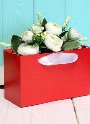 Коробка для квітів 16*10*7см Червона ТМ УПАКОВКИН