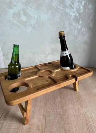 Дерев'яний столик винно-пивний столик з дуба