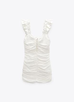 Zara платье платье новое xs лен хлопок 34 32 белое шикарное