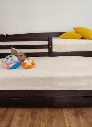 Ліжко дитяче з висувним спальним місцем і шухлядами, бук