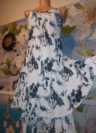 Платье ornella италия ,двойное с рюшей вискоза хлопок